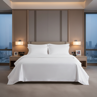 Parure de lit hôtelière 4 pièces personnalisable, écoresponsable, toutes saisons, en tissu uni 200 fils, avec housse de couette ajustée 5 étoiles