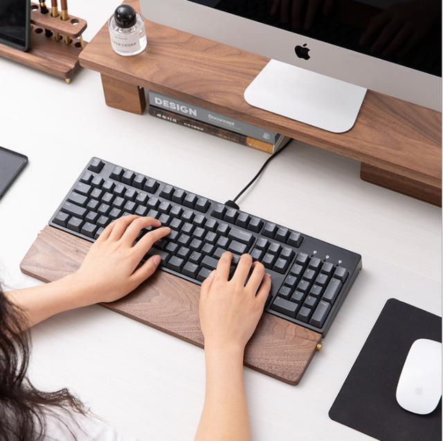 60/87/104 Key Black Walnut Wood Keyboard Wrist Rest Ergonomic Gaming Desk Wrist Pad Support for Computer Laptop PC