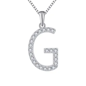 SP Wholesale High Quality Alphabet A-Z Initial Pave Setting Charms Letter G Charm Pendant 925 Sterling Silver Necklaces Fashion