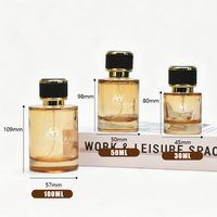 Botella de Perfume de Vidrio Cilíndrica Transparente Personalizada de Fábrica, 30 ml, 50 ml, 100 ml, con Tapa a Presión, Recargable, con Embalaje