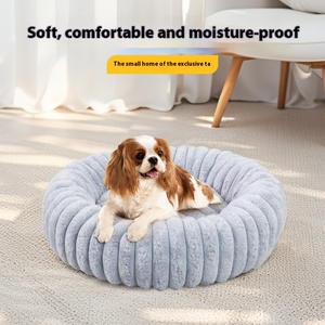 Cama para mascotas de felpa de conejo de pana nido de gato de patrón sólido en diferentes tamaños para animales pequeños y grandes - Product Image 6