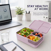 Boîte à lunch bento portable en PP de qualité alimentaire, anti-fuite, avec logo personnalisé, à succès, avec séparateur amovible pour la maison, le bureau et l'extérieur