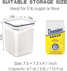 10-Piece Rectangle <strong>Clear</strong> Plastic Airtight Eco-Friendly Durable Kitchen Pantry Organization Large Tall Food Storage <strong>Containers</strong> - Product Image 4