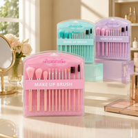 12 Buah Set Kuas Makeup Warna Pink untuk Foundation Concealer Blush Eyeshadow Powder Alat Kecantikan Perjalanan