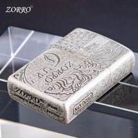 ZORRO Nouveau Briquet à chaire à l'huile de style chinois, coupe-vent, en argent antique, motif Good Evil One Nian