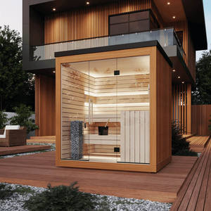 Fabrieksprijs Op Maat 4-Persoons Outdoor Droge Stoomsauna Kamer Vierkante Kubus Ontwerp In Rode Ceder Hemlock Met Kachel Verwarming - Product Image 4