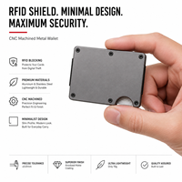 Portefeuille minimaliste en métal anti-RFID, porte-cartes fin en aluminium usiné CNC, équipement EDC, OEM