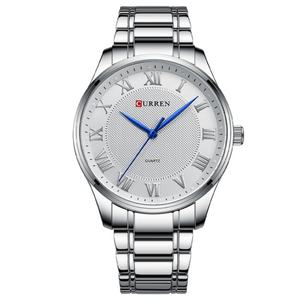 Montre à quartz tendance 8409 avec logo personnalisé, bracelet en alliage d'acier inoxydable pour homme, montre-bracelet minimaliste décontractée et professionnelle à aiguilles - Product Image 2