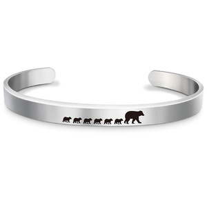Binshuo กำไลข้อมือแบบเปิดทำจากสแตนเลสของขวัญวันมอนเธอร์ - Product Image 5