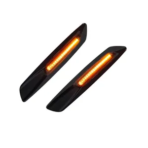 BMW için 2x E82 E88 E90 E91 E92 E93 E60 E61 5 serisi siyah Lens F10 stil Amber LED füme Side Marker dönüş sinyal ışıkları