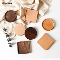 Posavasos de madera natural personalizados con grabado láser, de nogal, bambú, haya, ébano, en grandes cantidades.