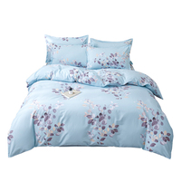 Parure de lit 4 pièces en coton 100% personnalisée avec motifs floraux et pantalons, tailles King Size, Queen Size et Full Size