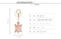 Vente en gros de porte-clés tortue bling cristal strass animaux de l'océan porte-clés diamant porte-clés de voiture porte-clés tortue porte-clés tortue