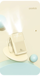 Mini batterie externe transfrontalière en plastique avec câble intégré, 10 000 mAh, haute capacité, sortie multi-USB, logo personnalisé disponible - Product Image 2