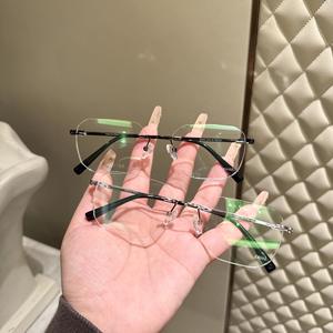 Montures de lunettes sans monture Danyang, rectangulaires, en résine, légères, unisexes, en titane à mémoire de forme, design sans monture 23003 - Product Image 3