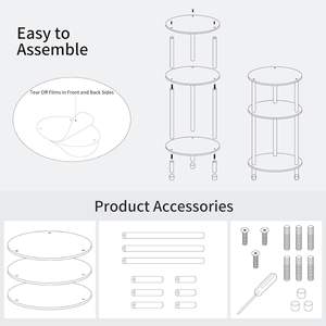<span class=keywords><strong>Table</strong></span> d'appoint ronde en acrylique transparent à 3 niveaux pour petits espaces avec étagères ouvrantes <span class=keywords><strong>Table</strong></span> <span class=keywords><strong>de</strong></span> chevet en lucite pour salon chambre à coucher - Product Image 4