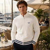 Fabricant de pulls, logo personnalisé, col roulé, tricot épais côtelé, vêtements d'hiver en laine et nylon, cardigan à fermeture éclair marron pour homme