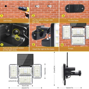 Apliques de pared de pasillo <span class=keywords><strong>IP65</strong></span> Solar luz 140 Leds jardín inalámbrico impermeable Sensor humano LED lámpara de pared al aire libre - Product Image 5