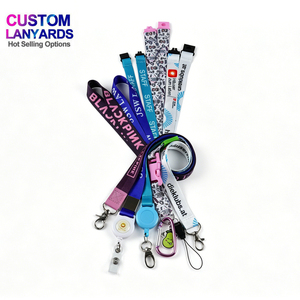 Wholesale Promotional Custom Heat Transfer <b>Polyester</b> <b>Lanyard</b> Retractable <b>Lanyard</b> With ID Card Badge Holder - Product Image 1