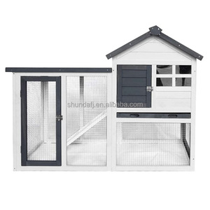 Wooden Rabbit Hutch SDR034 <b>Pet</b> House with Print Pattern & Breathable All Seasons Outdoor Indoor Use - Product Image 1