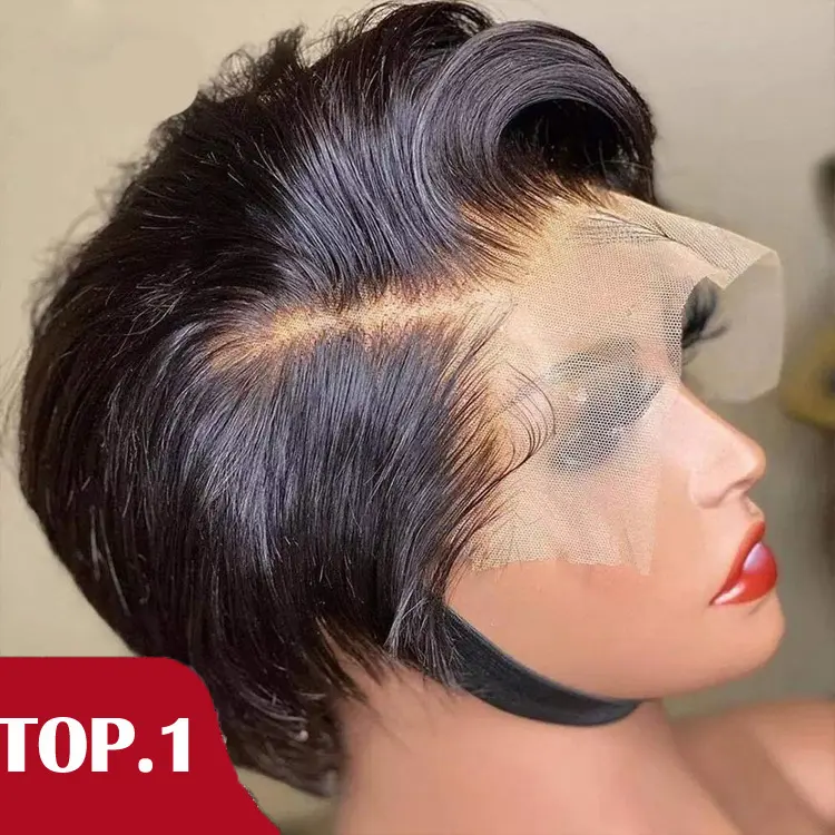 13x4 Lace Front Pixie coupe perruques prix de gros Remy cheveux perruques brut vietnamien pré plumé dentelle perruque cheveux humains