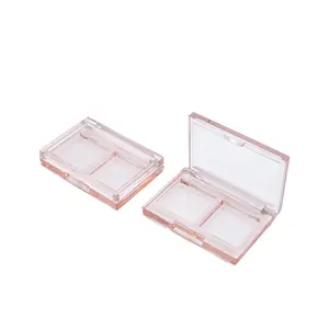 अनुकूलित प्लास्टिक आयताकार पारदर्शी दो ग्रिड पाउडर ब्लेशर प्लास्टिक बॉक्स दो रंग पाउडर ब्लेशर