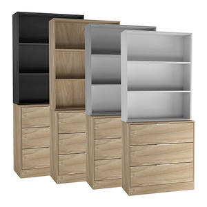 3 מגירות קומות ארון תיבת אחסון מעץ ומדפי כוננית ספרים לתצוגה - Product Image 1