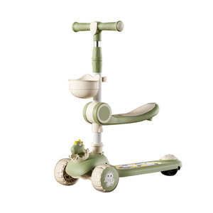 Trottinette pliable unisexe 3 en 1 à 3 roues, à propulsion nitro, avec harnais de sécurité à 3 points et siège haut pour enfants - Product Image 1