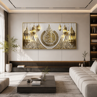 Peinture murale abstraite islamique personnalisée en porcelaine cristalline, vente chaude, avec éclairage LED, pour salon, bureau et décoration intérieure