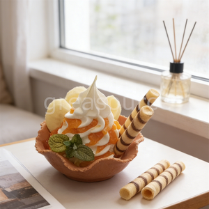 Figura de Sundae de Waffle Realista, Ecológica, con Imitación de Helado, Rodajas de Plátano, Palitos de Waffle y Diseño de Corazón para Tienda de Postres - Product Image 5