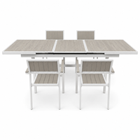 Table à manger extensible automatique en aluminium, gain de place, plateau à lamelles à transfert de chaleur, pour patio, jardin, intérieur et extérieur