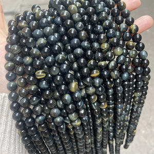 Polierte runde lose Perlen Blaue Tigerauge Stränge für Schmuck herstellung Armband Halskette Edelstein lose Perlen - Product Image 3