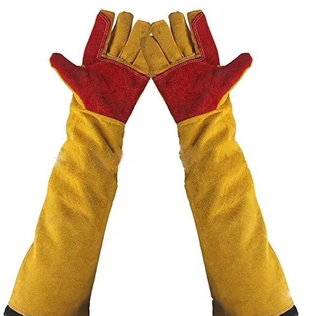 Uzun kollu Aramid dikiş kaynakçı Gauntlets ahşap brülörler soba yangın barbekü isıya dayanıklı kaynak eldivenleri