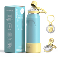 Bouteille Sportive Fucharm ODM 20oz en Acier Inoxydable à Double Paroi Isolée sous Vide avec Couvercle à Verrouillage Anti-Fuite pour Camping et Activités de Plein Air 2026
