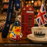 Porte-clés Canard de la Police Britannique, Design Drapeau Union Jack, Jouet en Caoutchouc, Décoration de Clé, Cadeaux de Voyage, Petit Canard Policier Personnalisé