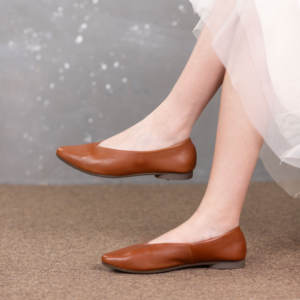 Chaussures plates à bout <span class=keywords><strong>pointu</strong></span> en cuir véritable souple de style personnalisé pour femmes, chaussures à enfiler, chaussures plates bateau pour femmes, mocassins - Product Image 3