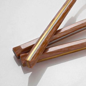 Wholesale Dinner Forks Spoon Travel Flatware <b>Set</b> Wood Grain <b>Plastic</b> Handle Gold Silverware <b>Set</b> Stainless Steel Spoon Knife Fork - Product Image 6
