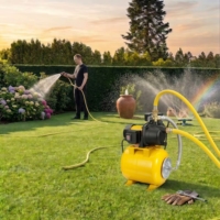 Pompe à eau auto-amorçante à haut débit 1000W 3500L/h, hauteur de refoulement 44m, aspiration 8m pour l'augmentation de pression de l'eau domestique et l'utilisation en jardin