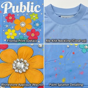 Camisetas de Hombre con Estampado Gráfico de Lujo Personalizadas, 100% Algodón, con Adornos de Diamantes de Imitación, Diseño a Mano - Product Image 2