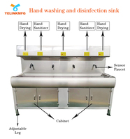 Évier de lavage des mains de restaurant-Évier de lavage multi-stations en acier inoxydable 304 certifié NSF
