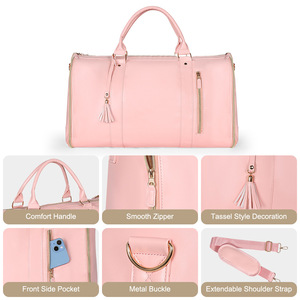 Sac de voyage pliable pour femmes, sac de voyage en tissu Oxford de 20 à 35l, pour les sports de plein air, rose, marron, blanc, couleur unie, printemps 2024 - Product Image 3