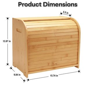 Boîte à pain en bambou à 2 niveaux, grande capacité, rangement de bureau pour aliments et articles divers, couleur naturelle, résistante à l'humidité et à la poussière - Product Image 5