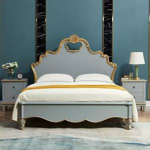 Cama King/Queen Size Tapizada en Madera Maciza Estilo Americano Vintage Verde 1.8m/1.5m Muebles de Dormitorio - Product Image 5