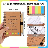 Ensemble cadeau de papeterie de haute qualité, mini carnet à spirales en kraft, stylo de style bambou avec notes adhésives pour la récompense des employés