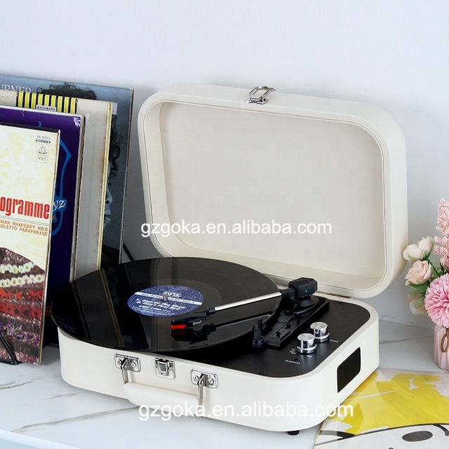 Cute Little Phonograph CE FCC Certified Gramophone Antique BT Speaker European Leather Suitcase Turntable Record Player