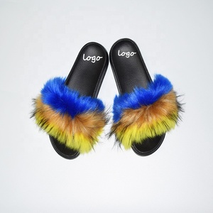 Pantoufles en fourrure de raton laveur pour femmes, sandales d'extérieur en fourrure de <span class=keywords><strong>renard</strong></span> - Product Image 1