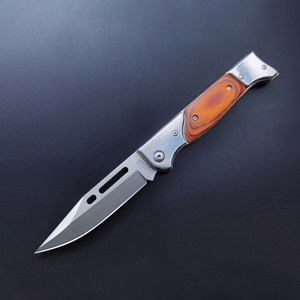 Couteau de poche pliable personnalisable de qualité OEM pour le camping, lame en acier inoxydable 3CR13 ultra-affûtée, manche en ABS couleur bois - Product Image 5