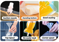 Pochettes souples transparentes de 100 ml à 500 ml avec bec verseur, imprimées en héliogravure, pour jus et boissons