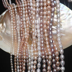 ไข่มุกน้ำจืดธรรมชาติ3-4มม. ไข่มุกเม็ดข้าวรูปไข่สีขาว AA สำหรับทำเครื่องประดับ - Product Image 2