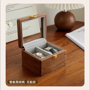 Solid Wood <b>Watch</b> Box Walnut Rectangle 10.5x9.5x8.5cm Transparent Lid Protective Storage <b>Case</b> for Mechanical <b>Watches</b> - Product Image 2